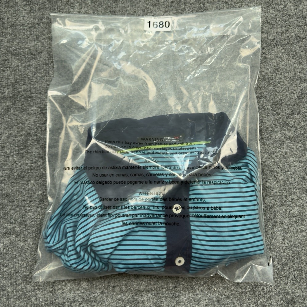 Ralph Lauren RLX Mens Polo Shirt Mens Medium Blue Striped Golf Carpe Diem - Picture 11 of 11